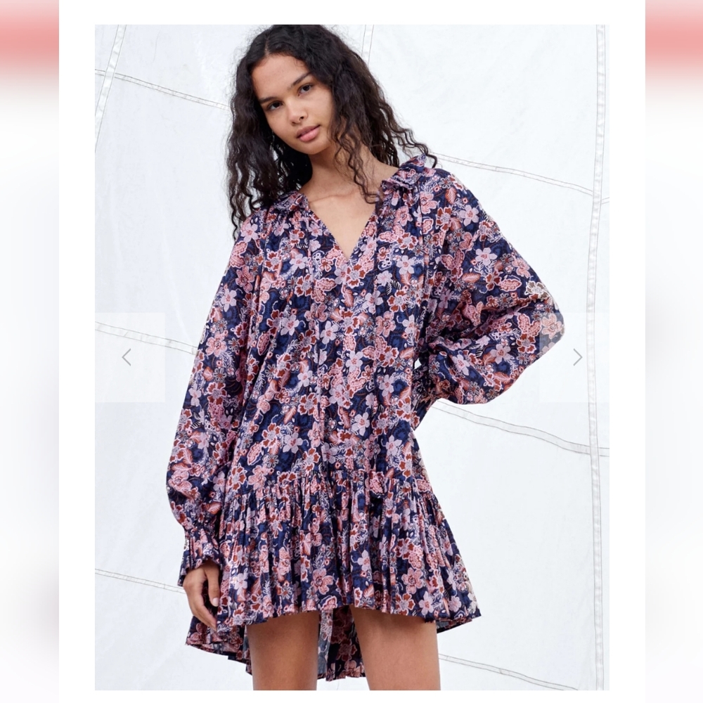 Sundry Oceana Dress Size 1 Navy and Pink Floral Size Small NWOT Anthropologie - Picture 1 of 6